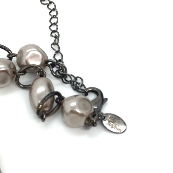 LIA SOPHIA LONG NECKLACE WITH GOLD RHINESTONE PEARL STATIONS GUNMETAL 36” LONG - Picture 9 of 12